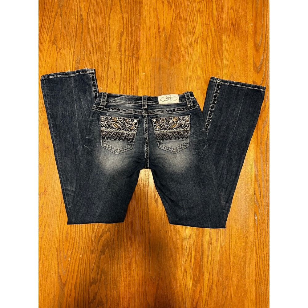 y2k 2000s Miss Me signature bootcut bedazzled embroidered festival western jeans - Picture 2 of 7